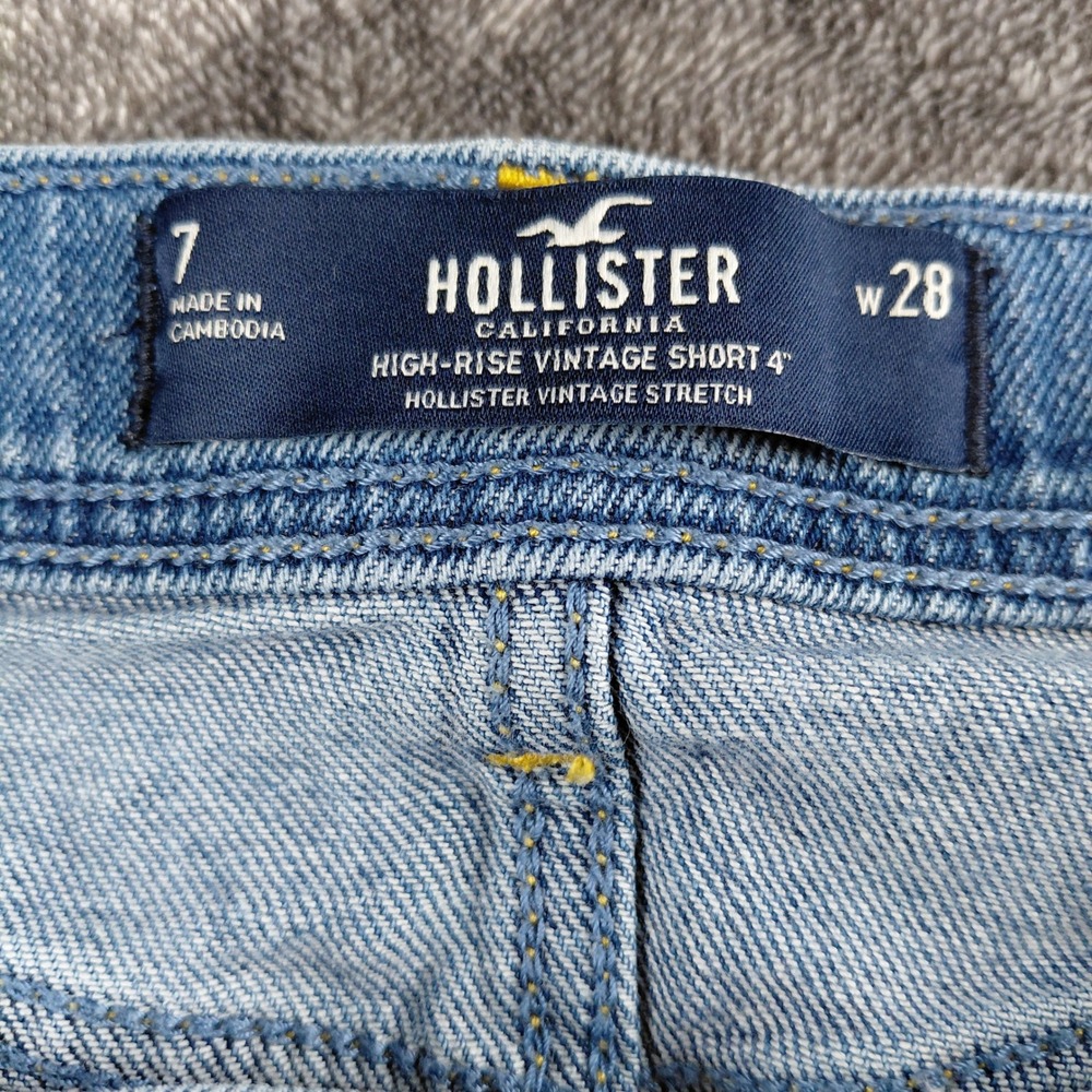 Hollister High Rise Vintage Short 7 w28 Light Wash Distressed Sunflower Denim 4" - Picture 3 of 8
